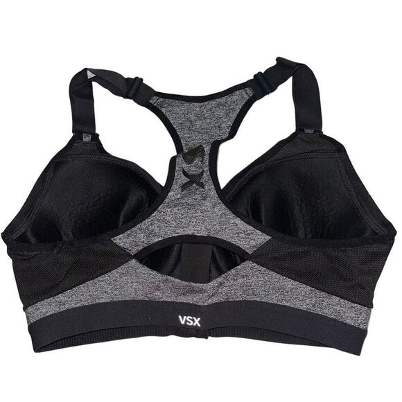VSX Grey & Black Zip Front Sports Bra - Size 34C - Picture 2 of 8